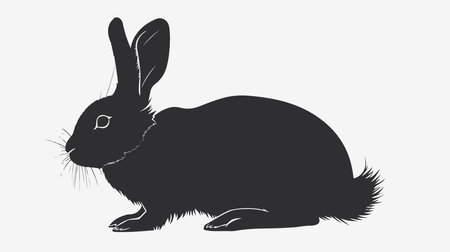 Minimalist Silhouette of a Rabbit in a Textured Side View Backgroundのイラスト素材