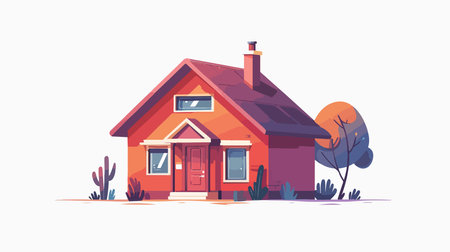 Modern Style Colorful House in Flat Vector Illustrationのイラスト素材