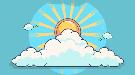 Minimalist Sunrise with Clouds Icon for Cloudy Weather Conditions