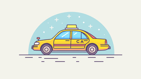 Bright Yellow Taxi Sign on Light Background for Taxi Serviceのイラスト素材
