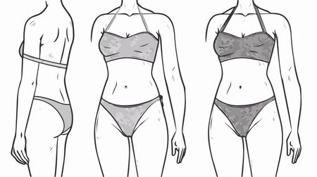 One-Shoulder Swimsuit with Outline Adornment Encapsulating a Woman's Bodyのイラスト素材