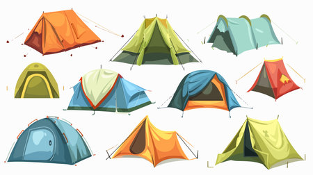 Essential Tent Symbol for Camping Areas: Iconic Shelter Illustrationのイラスト素材