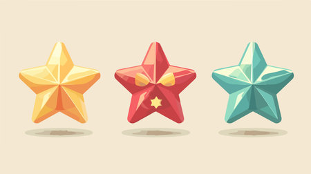 Three-Star Quality Icon on Neutral Background for Rating and Reviewsのイラスト素材