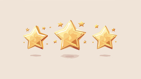 Three-Star Quality Icon on Neutral Background for Rating and Reviews