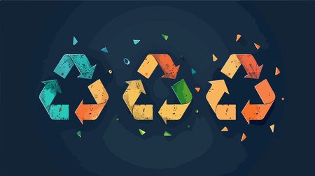 Green Triangle Recycling Symbol with Four Arrows Representing Sustainabilityのイラスト素材
