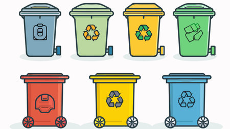 Trash Can Icon: Modern Wastebasket Symbol for Clean Rubbish Disposalのイラスト素材