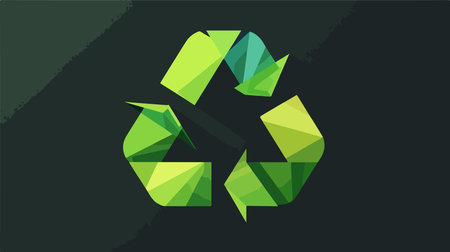 Green Triangle Recycling Symbol with Four Arrows Representing Sustainability