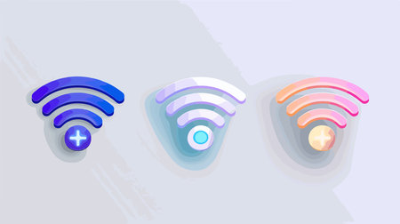 Editable Stroke Wi-Fi Icon in Neumorphism Design with Four Signal Barsのイラスト素材