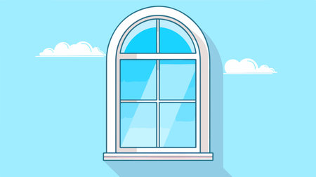 Clear Glass Window Icon with Rounded Corners on Light Backgroundのイラスト素材