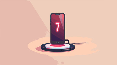 Wireless Battery Charging Pad on a Light Background with Icon Displayのイラスト素材