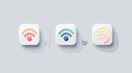 Wireless Network Icon in Modern Neumorphism Design, Created for UI/UX Interfacesのイラスト素材