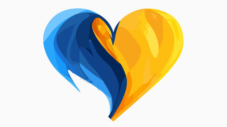 Ukraine Flag Heart Icon in Vibrant Yellow and Blueのイラスト素材