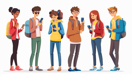 People in Casual Outfits Looking at Their Phones