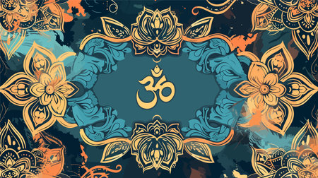 Serene Yoga Studio Banner with Om Symbol Adornmentのイラスト素材