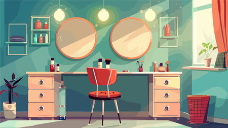 Interior of a Modern Makeup Room in Cartoon Vector Styleのイラスト素材