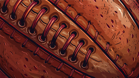 Closeup View of a Leather Rugby Ball with Vintage Textureのイラスト素材