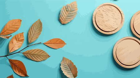 Turquoise-hued Coasters with Intricate Leaf Motifsのイラスト素材