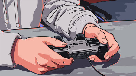 Immersive Gaming Experience with Wireless Controller at Gray Table