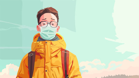 Outdoors Personal Protection: Person Wearing Handmade Cloth Mask