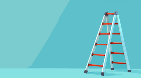 Sturdy Metal Stepladder in Light Blue Hue for Construction and Household Use