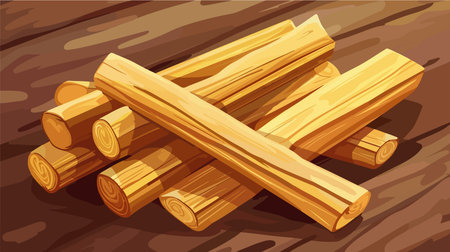 Vibrantly Colorful Palo Santo Sticks Adorn Wooden Tabletopのイラスト素材