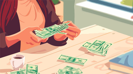 Person Handling Dollar Banknotes on a Desk