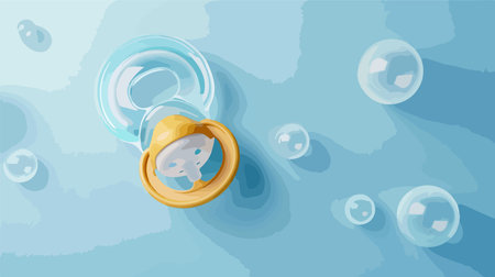 Light Blue Baby Pacifier on a Soft Bedding