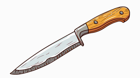 Cartoon Vector Image of a Sharp Knife Isolated on White Backgroundのイラスト素材