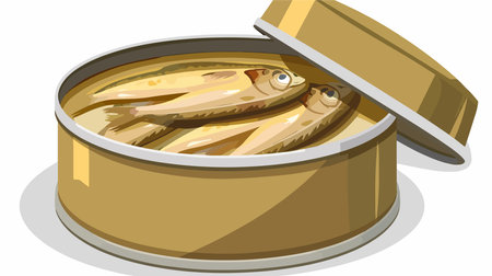 Isolated Cartoon Tin Can of Sprats with White Backgroundのイラスト素材