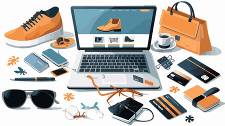 Online Store Website Displayed on a Laptop Screen in a Modern Workspace