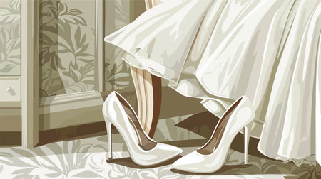 Wedding Dress and White Heels: A Perfect Pair for Your Special Dayのイラスト素材