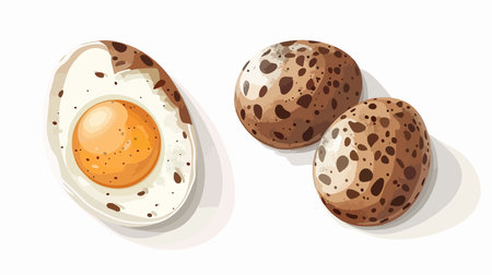 Peeled Boiled Quail Eggs Displayed on a White Backgroundのイラスト素材