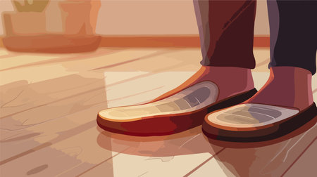 Close-up of Orthopedic Insoles Placed inside Shoes on the Floorのイラスト素材