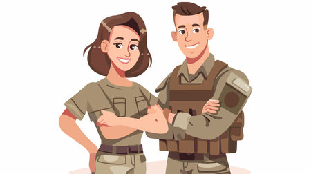Military Couple Portrait: Soldier and Wife Share a Moment of Love and Patriotism