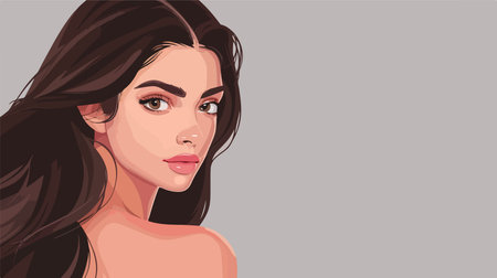 Portrait of a Striking Young Woman Amidst Textured Backdropのイラスト素材