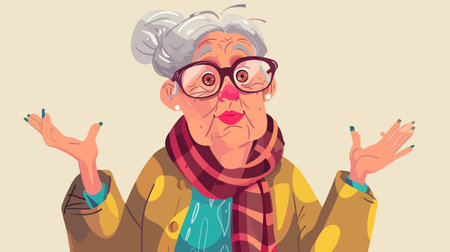 Elegant Senior Woman in Stylish Dress with Graceful Pose on White Backgroundのイラスト素材