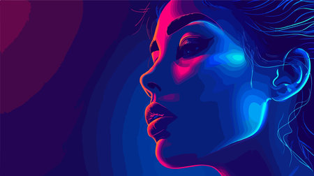 Profile Portrait on a Royal Blue Backgroundのイラスト素材