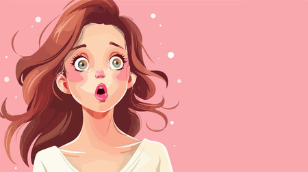 Portrait of a Surprised Young Girl with a Pink Background and Ample Space for Textのイラスト素材