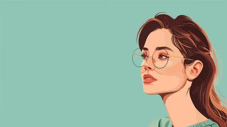 Portrait of a Woman with Glasses in Vibrant Huesのイラスト素材