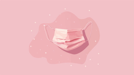 Pink-Backdropped Cartoon Mask Top View with Charming Styleのイラスト素材