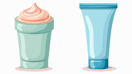 Isolated Cartoon Body Cream Sample on a White Backgroundのイラスト素材