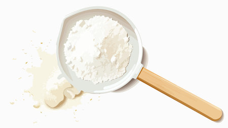 Close-up Photograph of a Scoop of Infant Formula Powder on a White Backgroundのイラスト素材