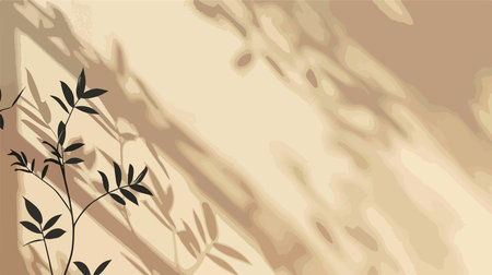 Shadow of Verdant Plant on White Wallのイラスト素材