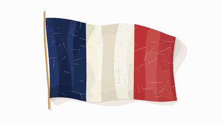 Cartoon Flag of France Isolated on White Backgroundのイラスト素材