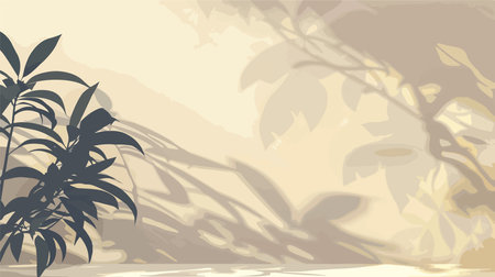 Shadow of Plant on White Wall Spaceのイラスト素材