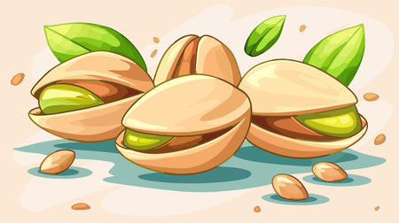 Organic Pistachio Nuts in Shell Isolated on White Backgroundのイラスト素材
