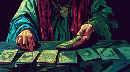 Tarot Cards Being Laid Out on a Dark Table