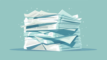 Stack of Newspapers Organized on a Light Blue Background for Journalistic Articles