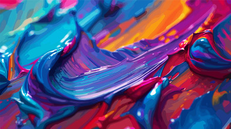 Colorful Acrylic Strokes on Canvas Captured Up Close