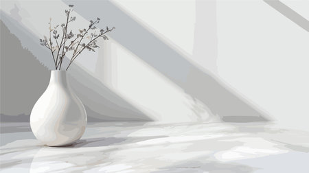 Minimalist Decor: Empty Ceramic Vase on Pristine Marble Tabletopのイラスト素材